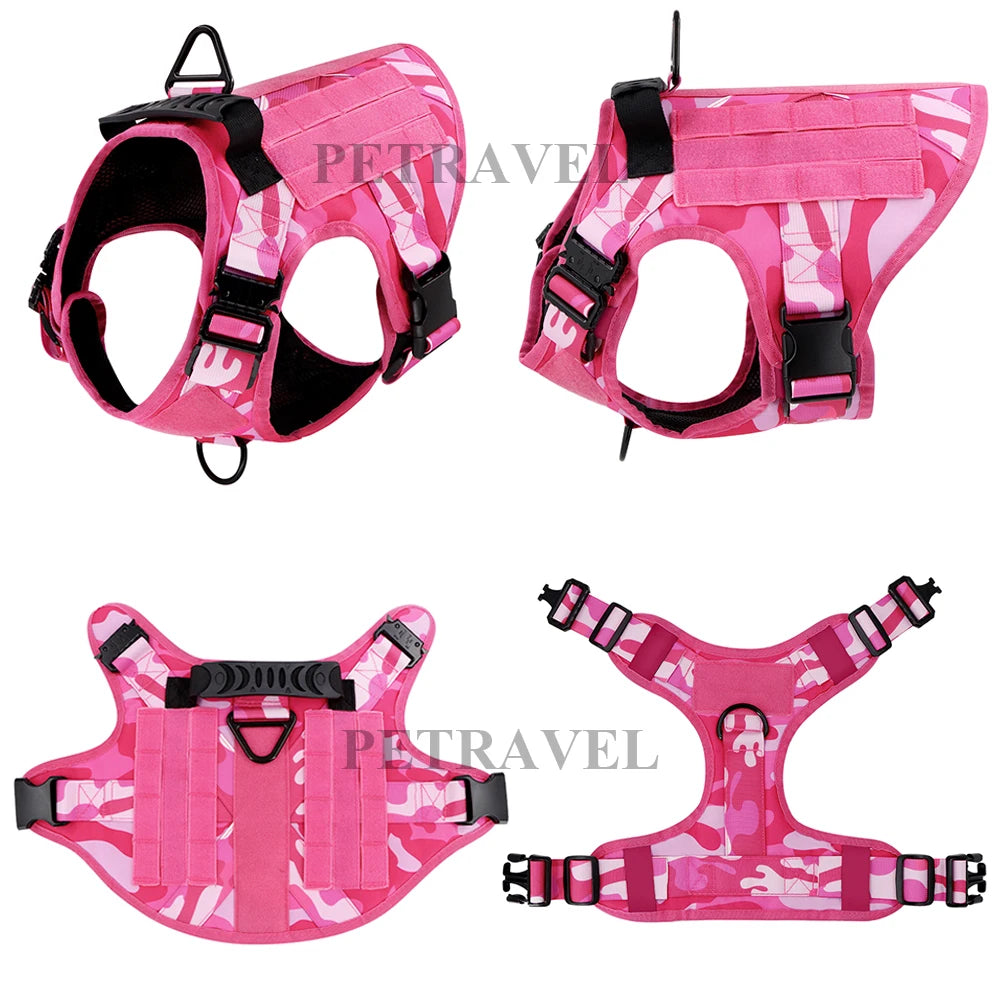Petravel Dog Harness Tactical Training Vest Nylon Adjustable Camouflage Pattern