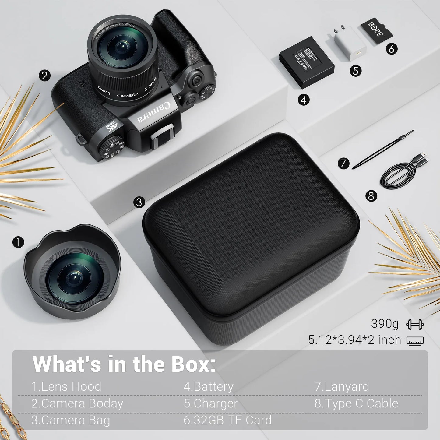 Gavonde 4K 64MP WiFi Vlogging Camera Front and Rear