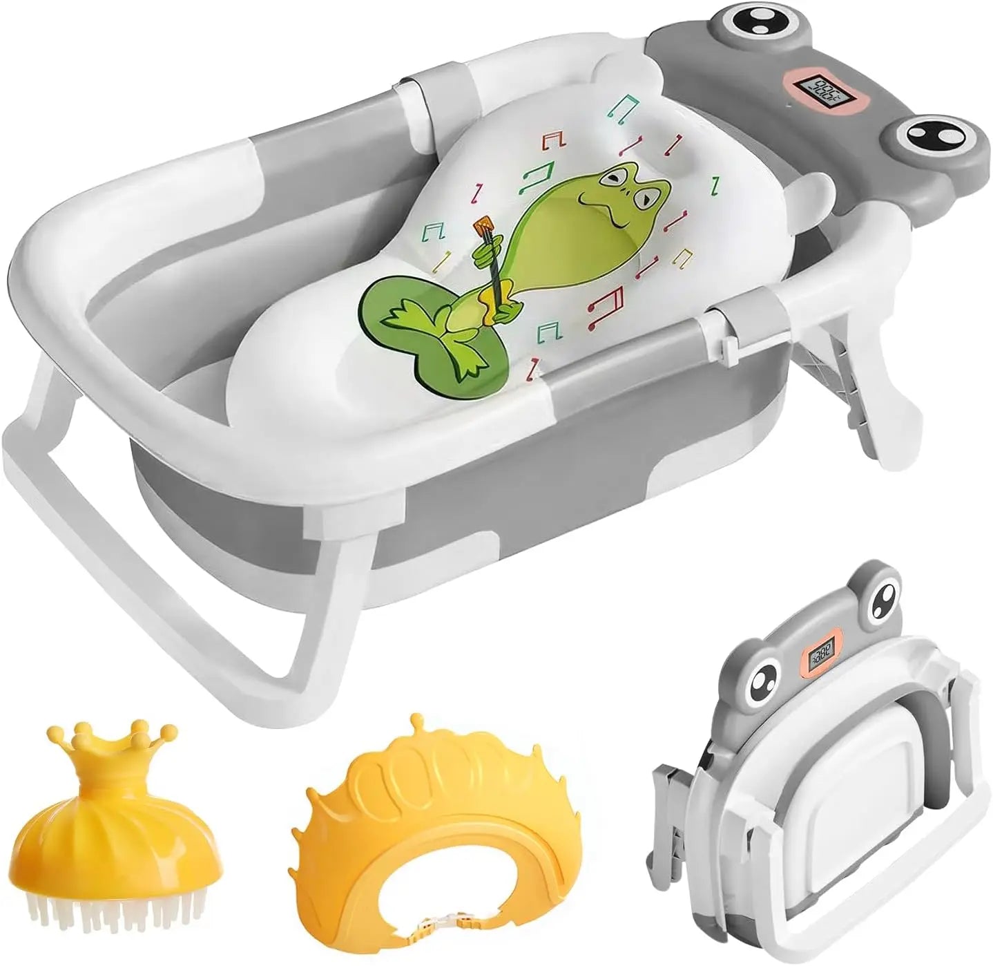 Foldable Baby Bathtub With Bath Cushion And Thermometer