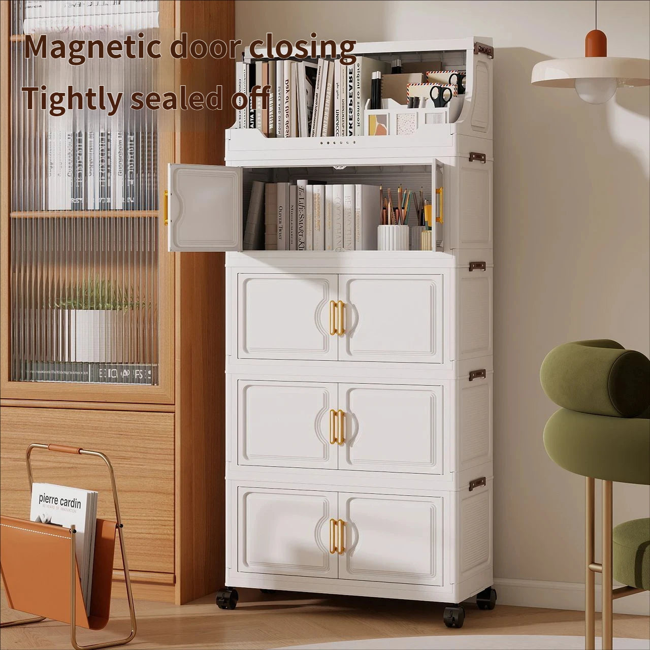 Foldable Plastic Multi Tier Storage Rack For Living Room