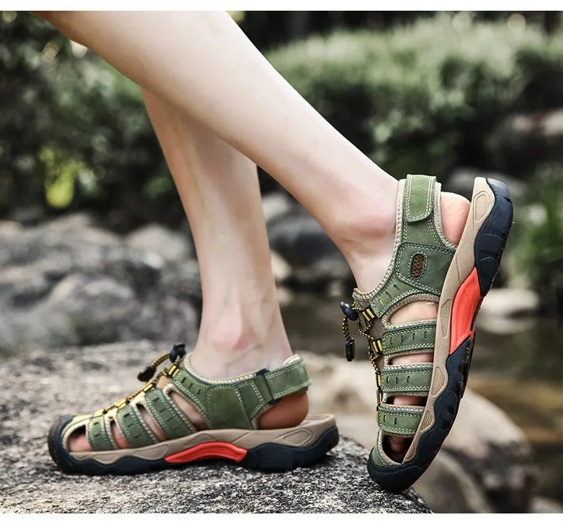 MIXIDELAI Men Sandals Genuine Leather Outdoor Rome Design