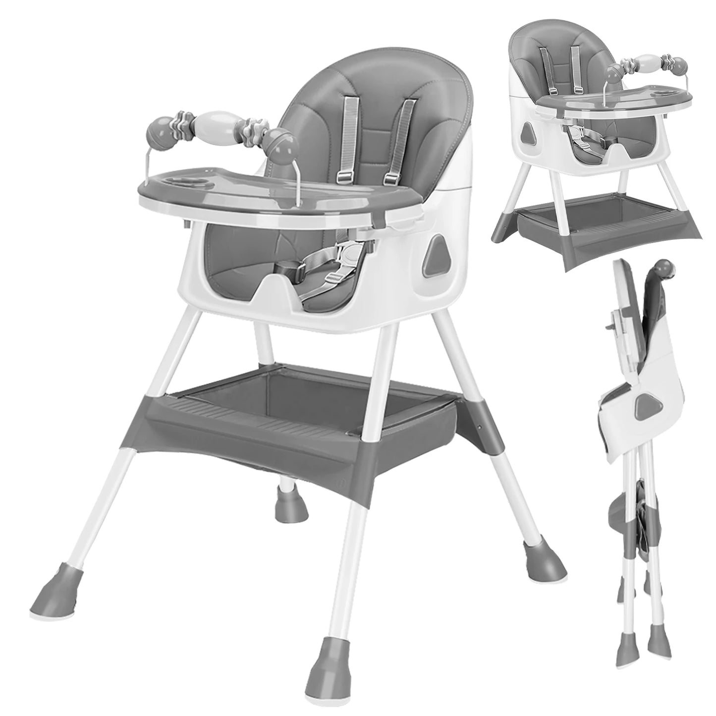 UBRAVOO Foldable Baby High Chair With Tray And Toy Rack