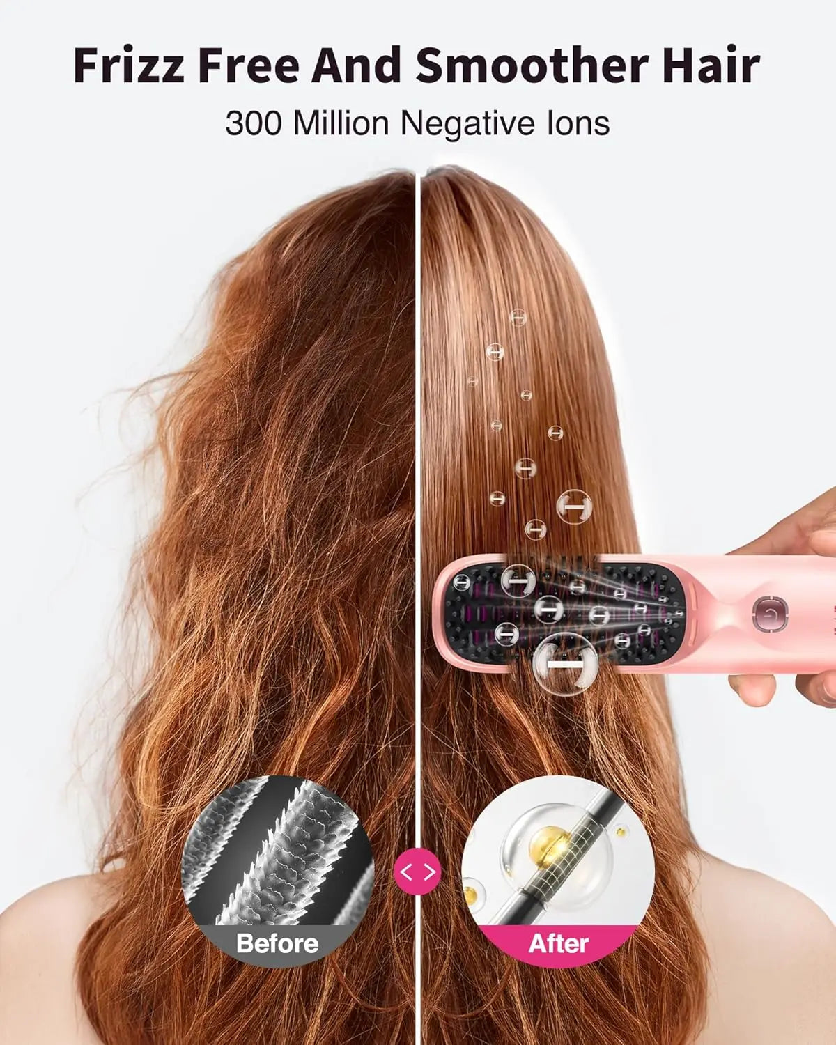 BOPCAL Cordless Hair Straightening Brush 450F Fast Heating 30s Travel