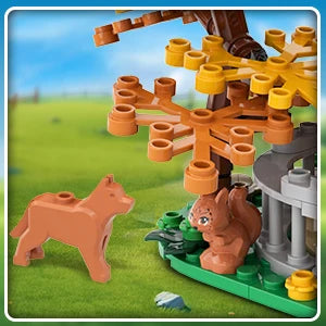 HOGOKIDS Farm Barn Building Set With Light Windmill Tractor Animals