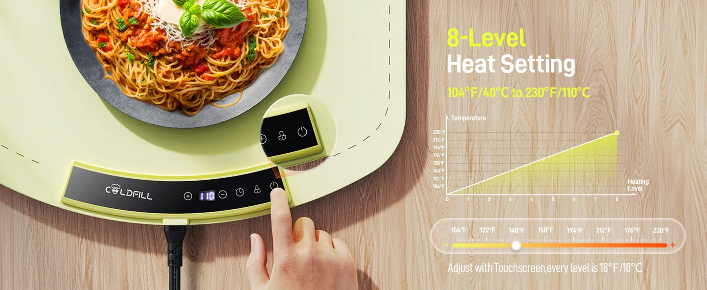 Electric Warming Tray 8 Heat Settings Portable Food Warmer