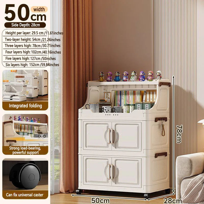Foldable Plastic Multi Tier Storage Rack For Living Room