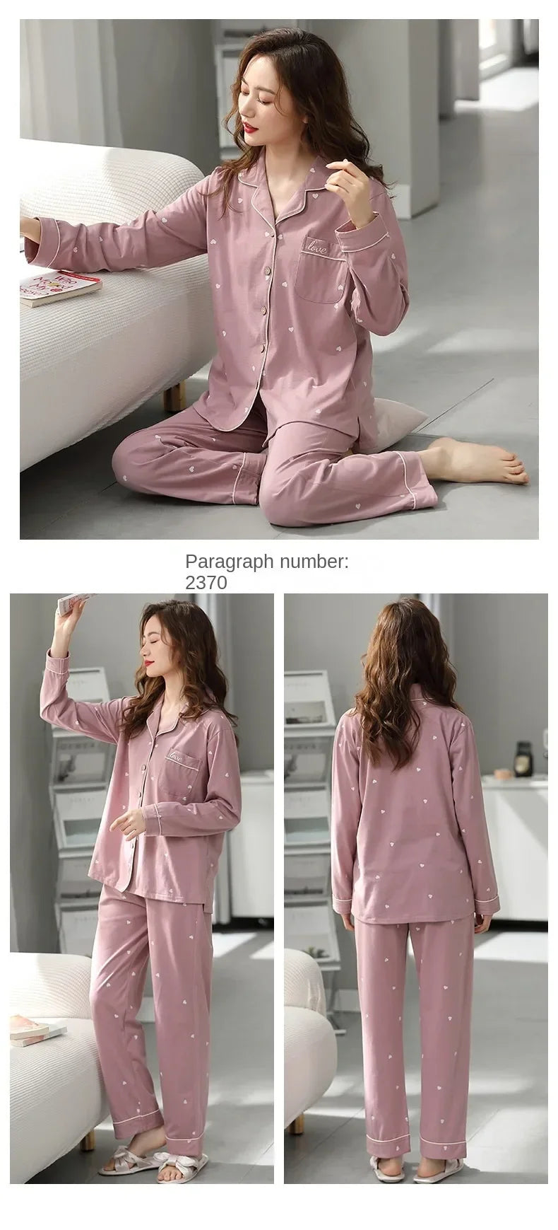 Guangdong Women Cotton Pajamas Set Button Down Nightwear