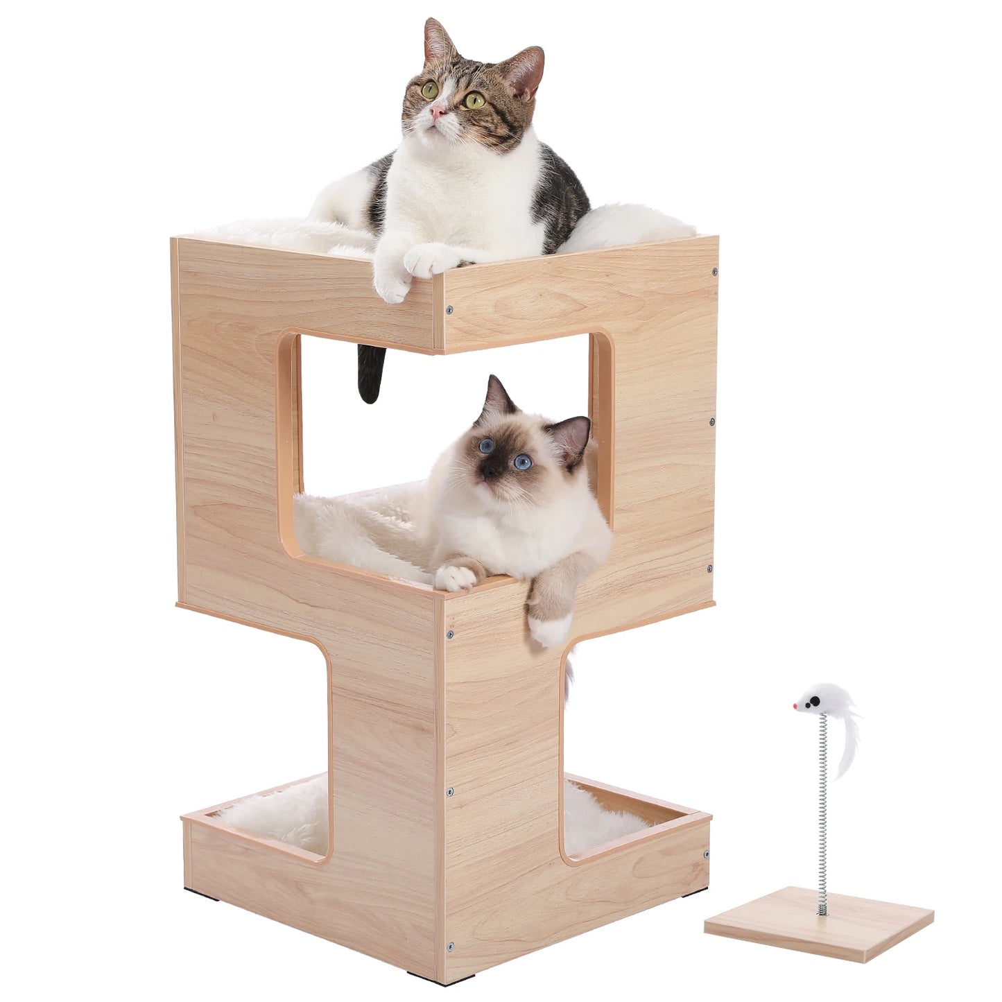 PAWZ Road Wood Cat Condo Tower With Scratching Pad Mats