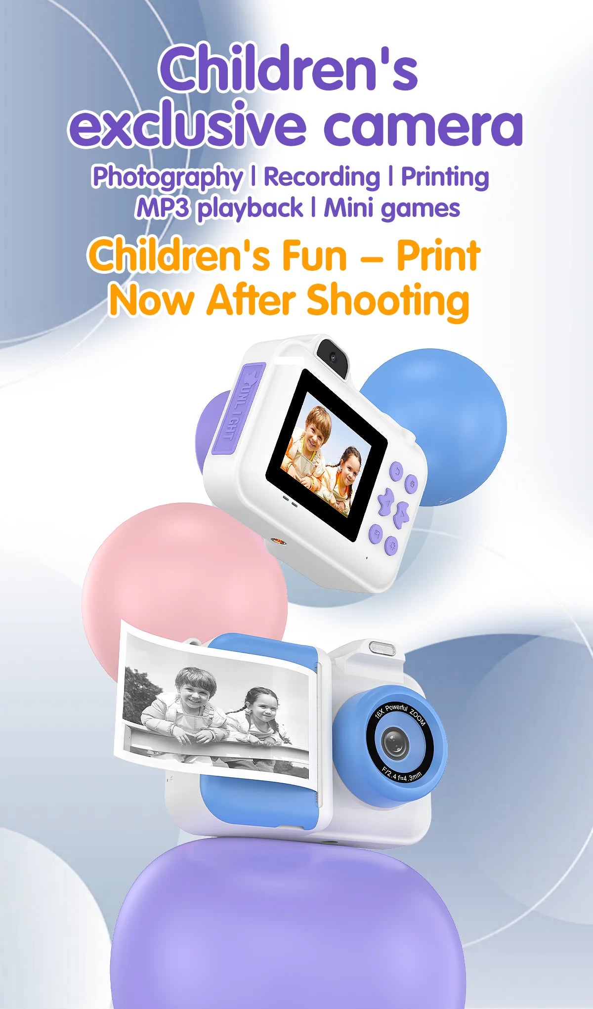 Misirun Kids Instant Print Camera Mini Digital Photo Camera