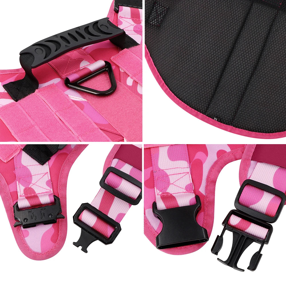 Petravel Dog Harness Tactical Training Vest Nylon Adjustable Camouflage Pattern