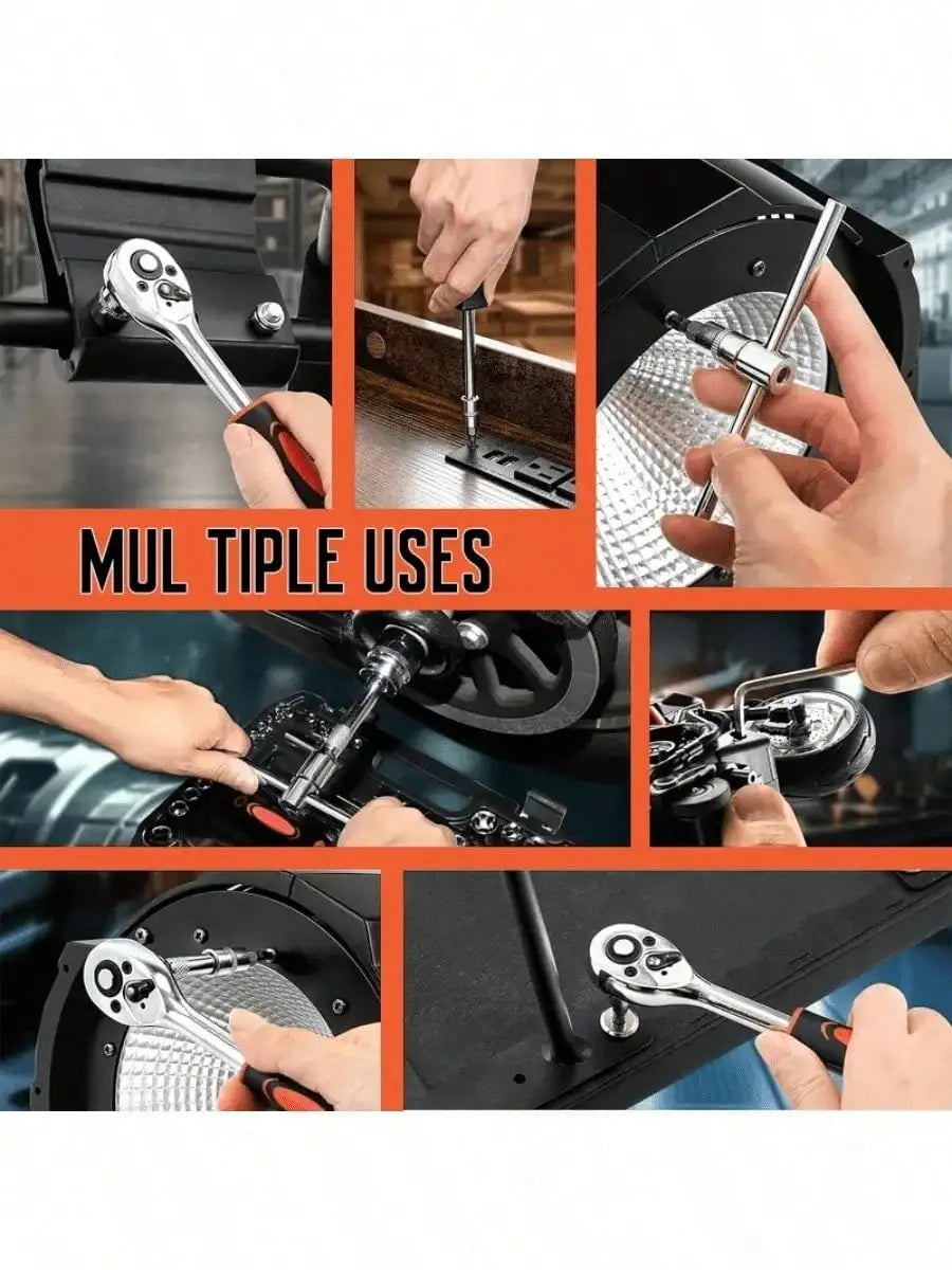 Comprehensive Mechanical Tool Set With Deep And Standard Sockets