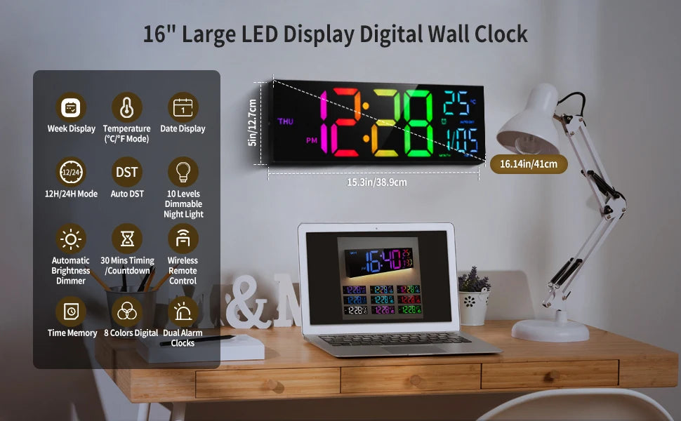Hign-concerned Digital Wall Clock With LED Display Remote