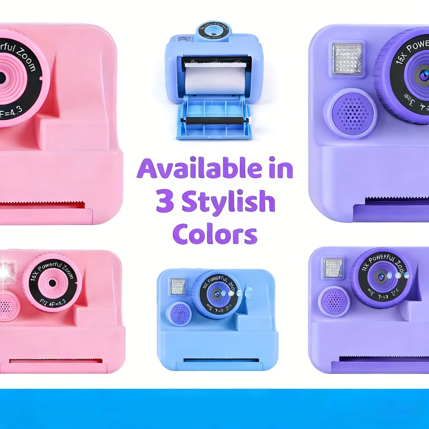 Instant Print Camera For Kids With Front And Back Cameras