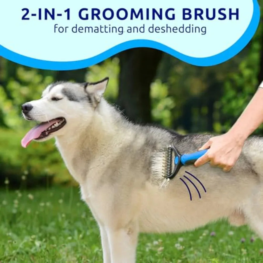 Double-Sided Deshedding Brush for Indoor Cats and Dogs