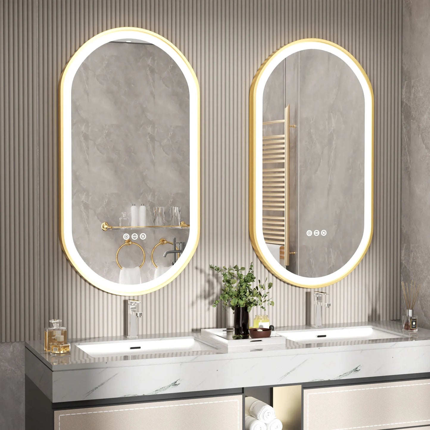 Wisfor Dimmable Led Oval Vanity Mirror Wall Mount Anti Fog