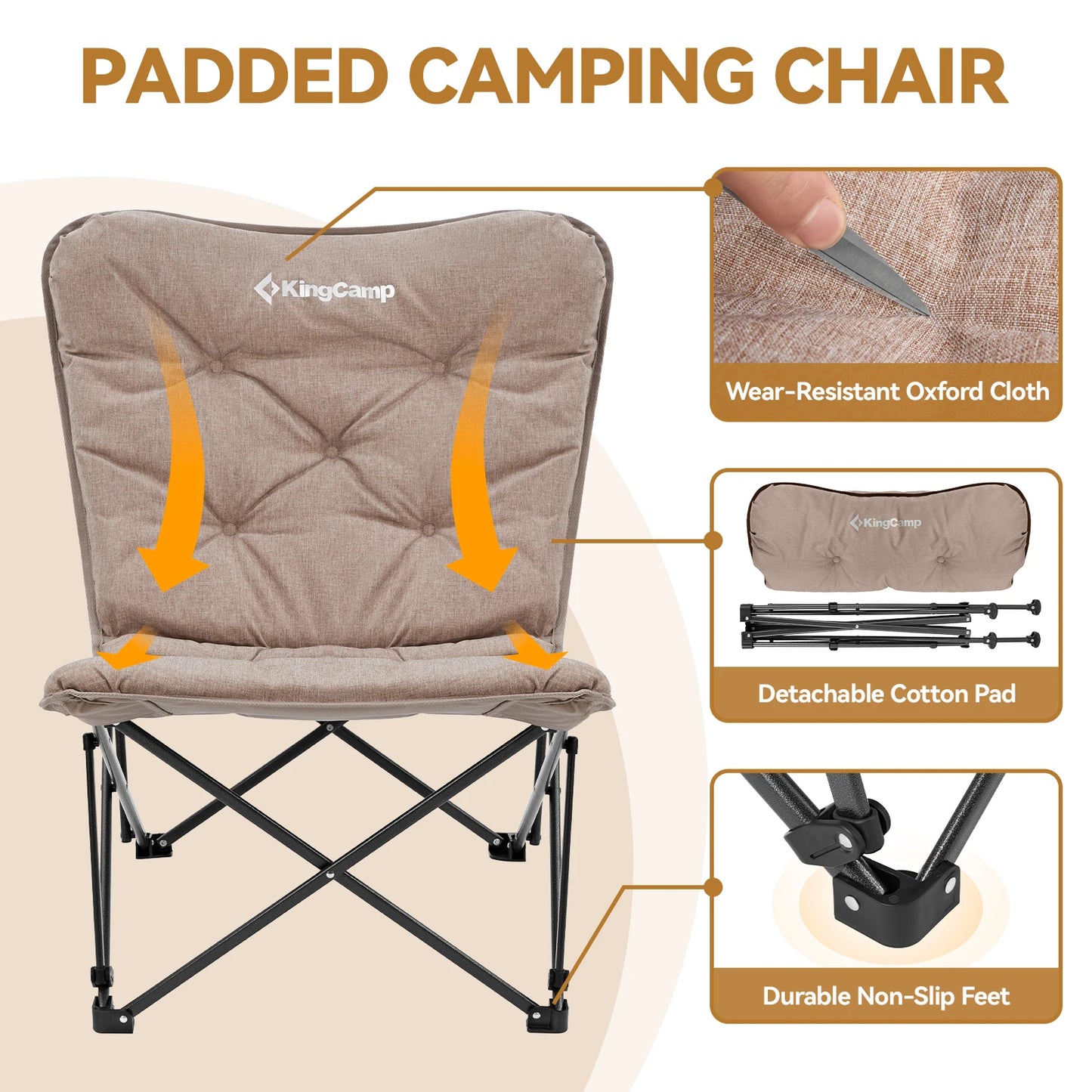 KingCamp Premium Upholstered Butterfly Camping Chair Portable Foldable For Travel
