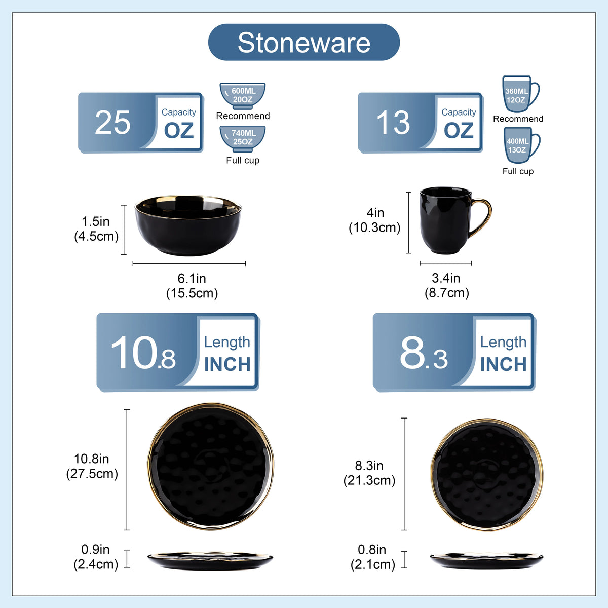 Malacasa Porcelain Dinnerware Set With Gold Trim Ceramic Tableware