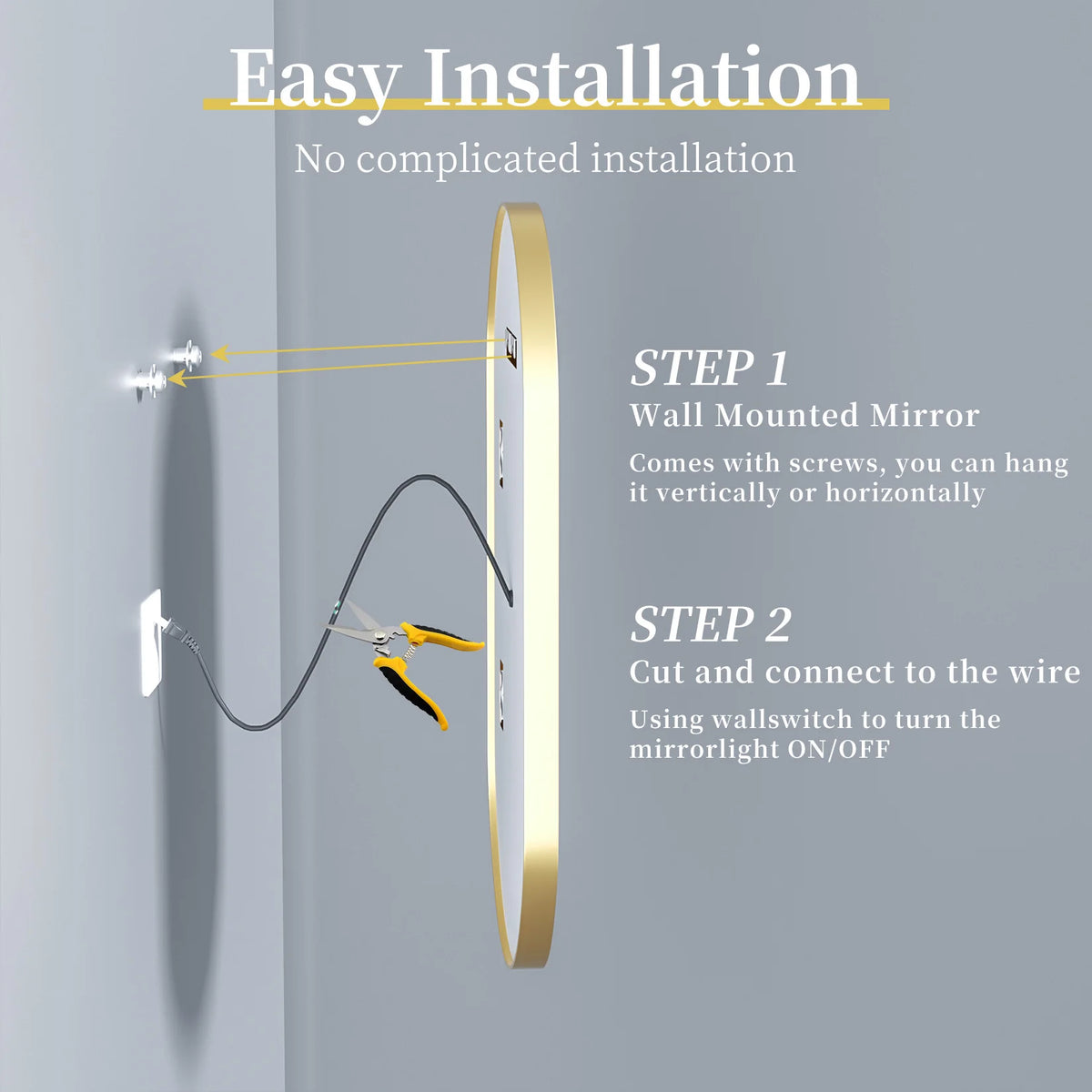 Wisfor Dimmable Led Oval Vanity Mirror Wall Mount Anti Fog