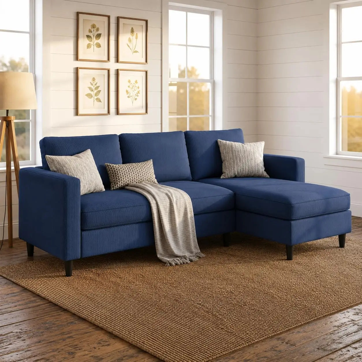 Modular L Shaped Sectional Sofa With Movable Ottoman Deep Seat