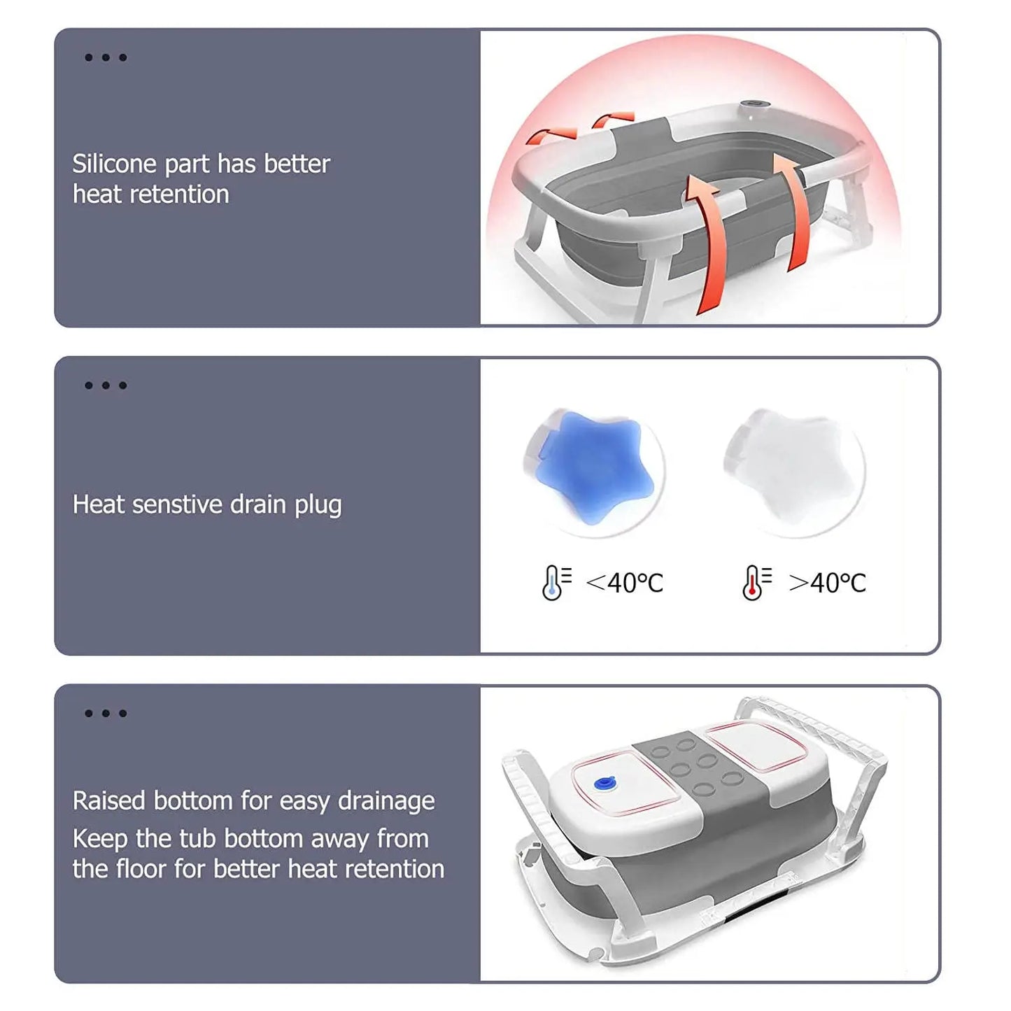 Foldable Baby Bathtub With Bath Cushion And Thermometer