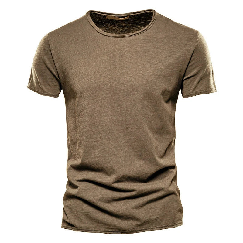 Mens Cotton T Shirt O Neck Short Sleeve Solid Casual Top