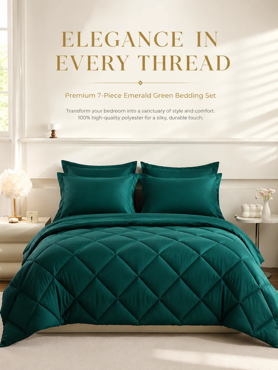 EasYum 7-Piece Bedding Set Quilted Polyester Comforter Sheet Pillowcases