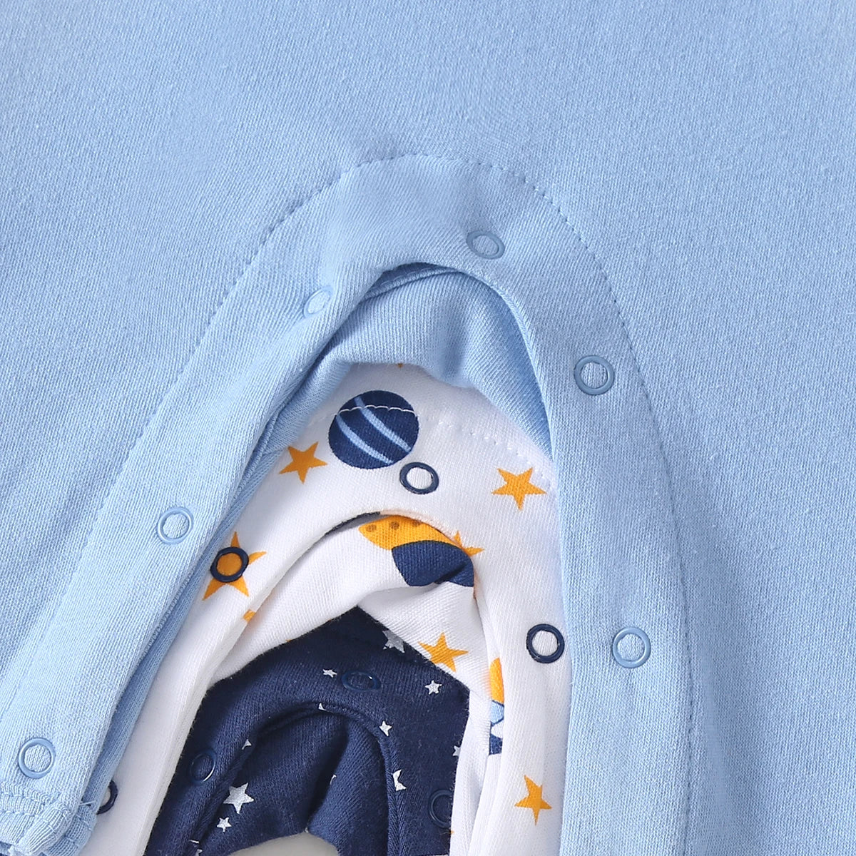 Baby Boy 3 Pack Cotton Long Sleeve Space Print Rompers