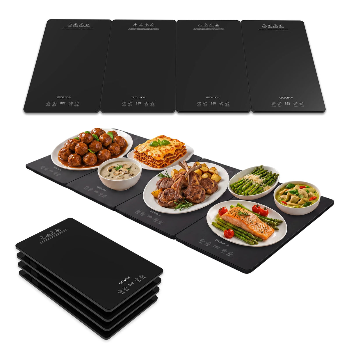 GOUKA Modular Electric Food Warming Tray With Adjustable Temperature Control