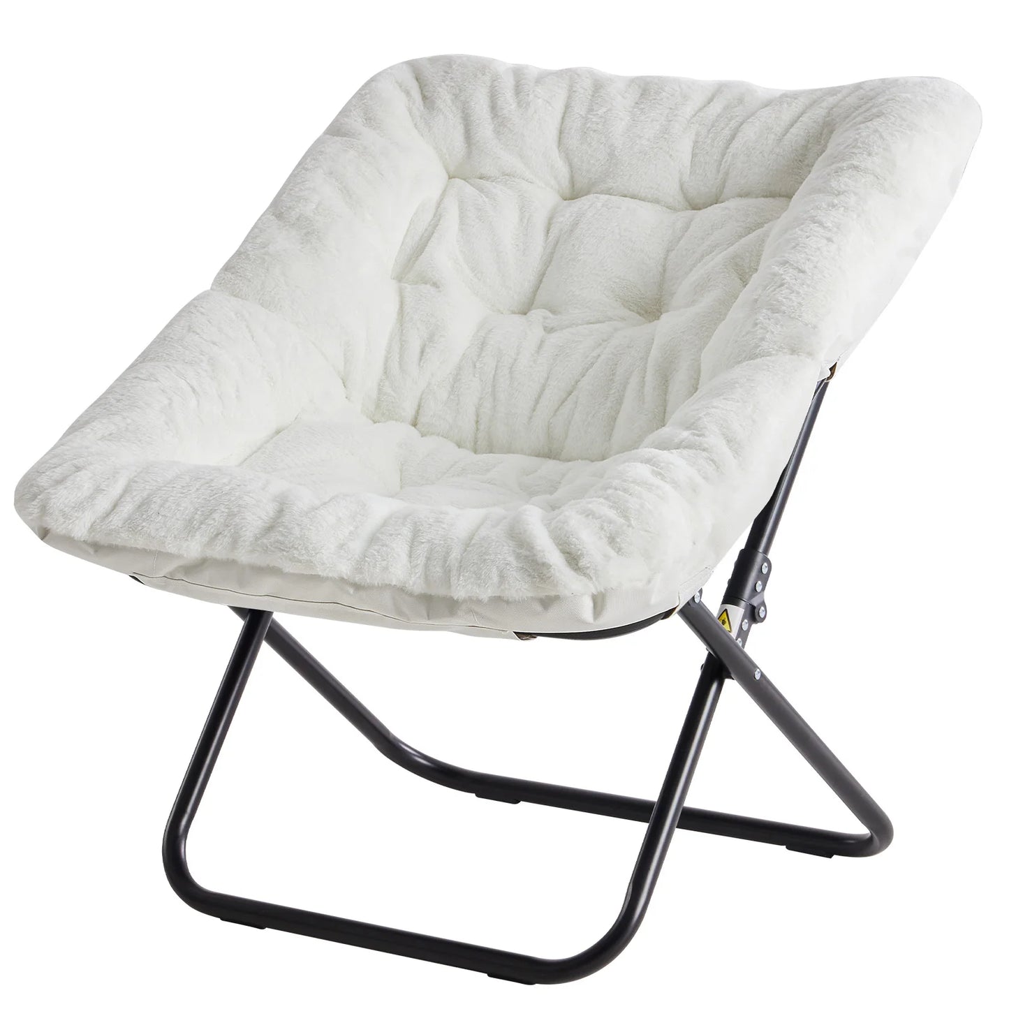 JHK Cozy Faux Fur Saucer Chair Folding Metal Frame