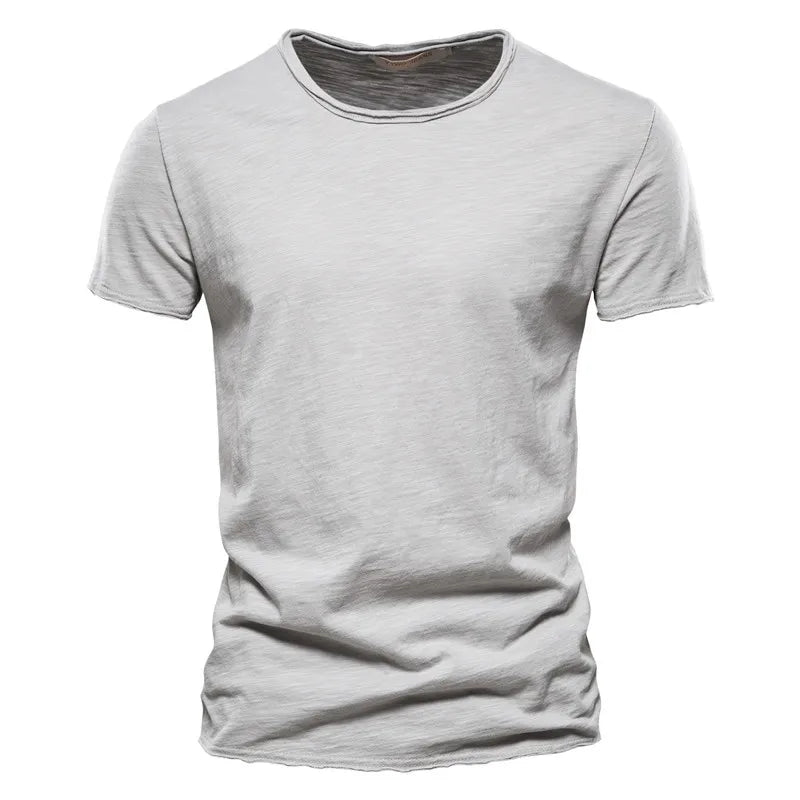 Mens Cotton T Shirt O Neck Short Sleeve Solid Casual Top