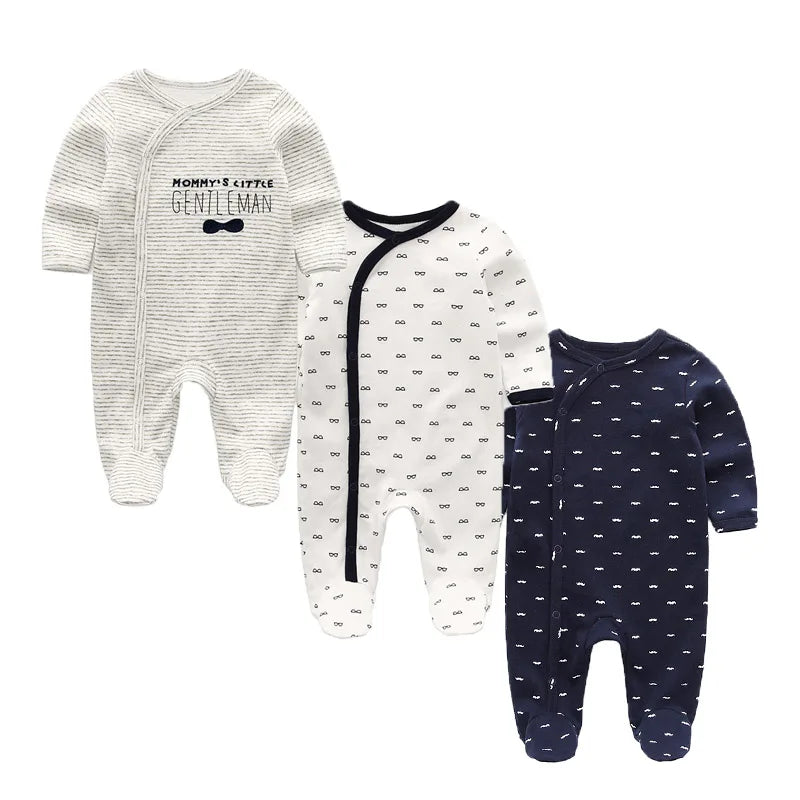 Newborn Baby Cotton Long Sleeve Romper Set Unisex 3 Pack