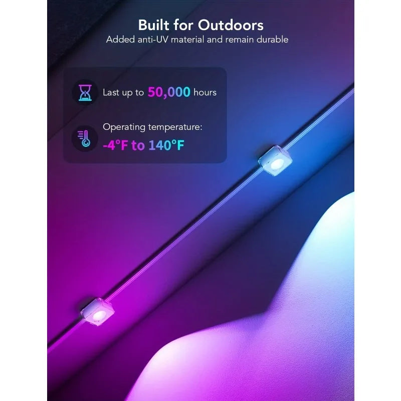 150ft 100ft 50ft Permanent Outdoor Lights Smart RGBIC Outdoor Lights with 75 Scene Modes String Lights with 90 LEDs for Garden