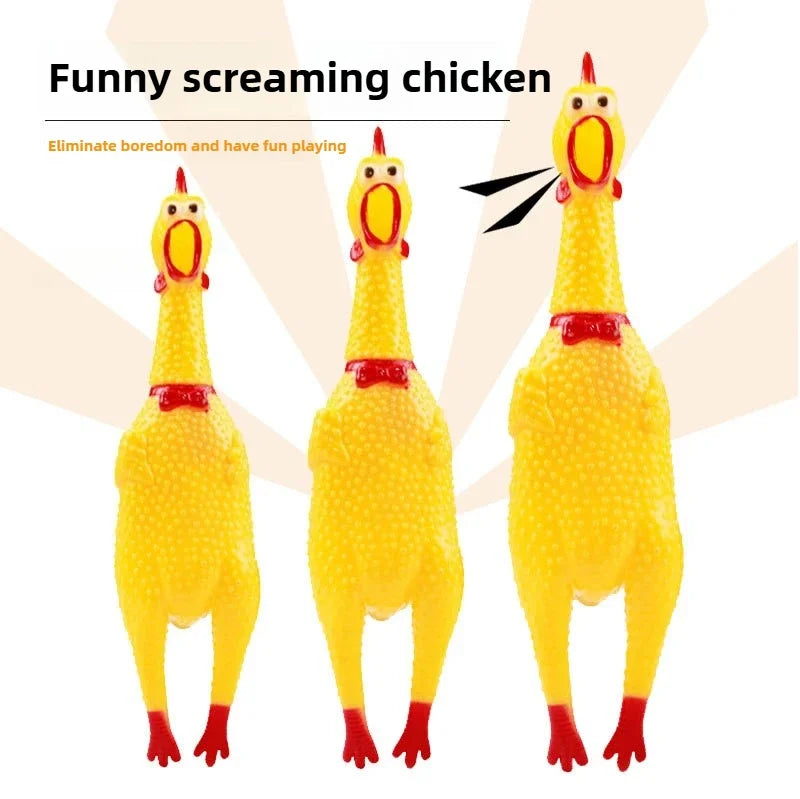 DKSTINYE Squeaky Chicken Dog Toy Rubber Chew Squeaker