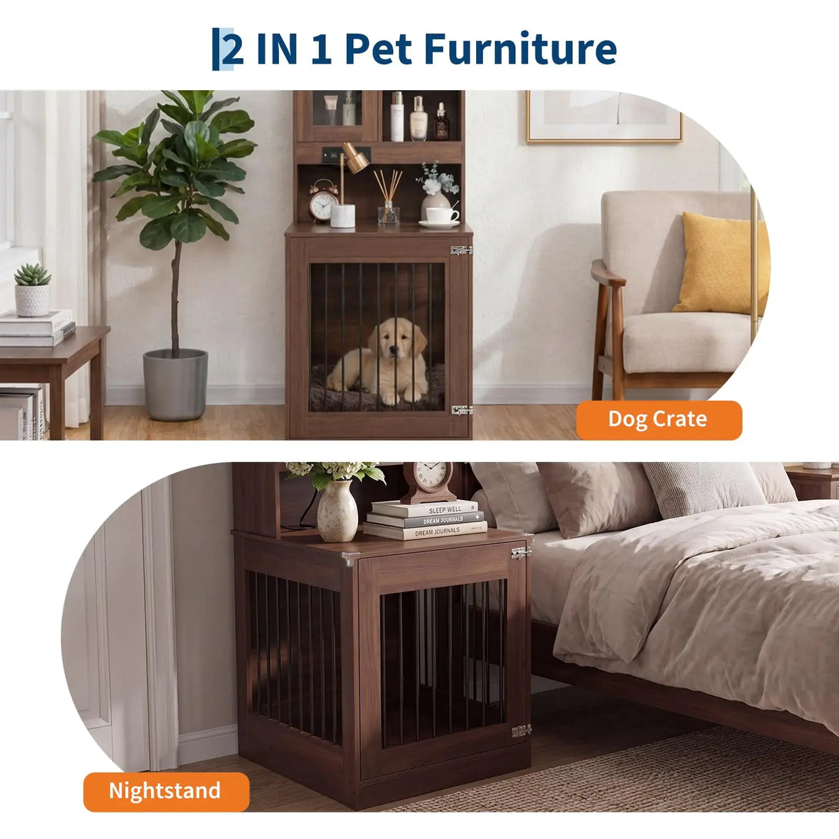 Nightstand with Spacious Kennel for Dogs