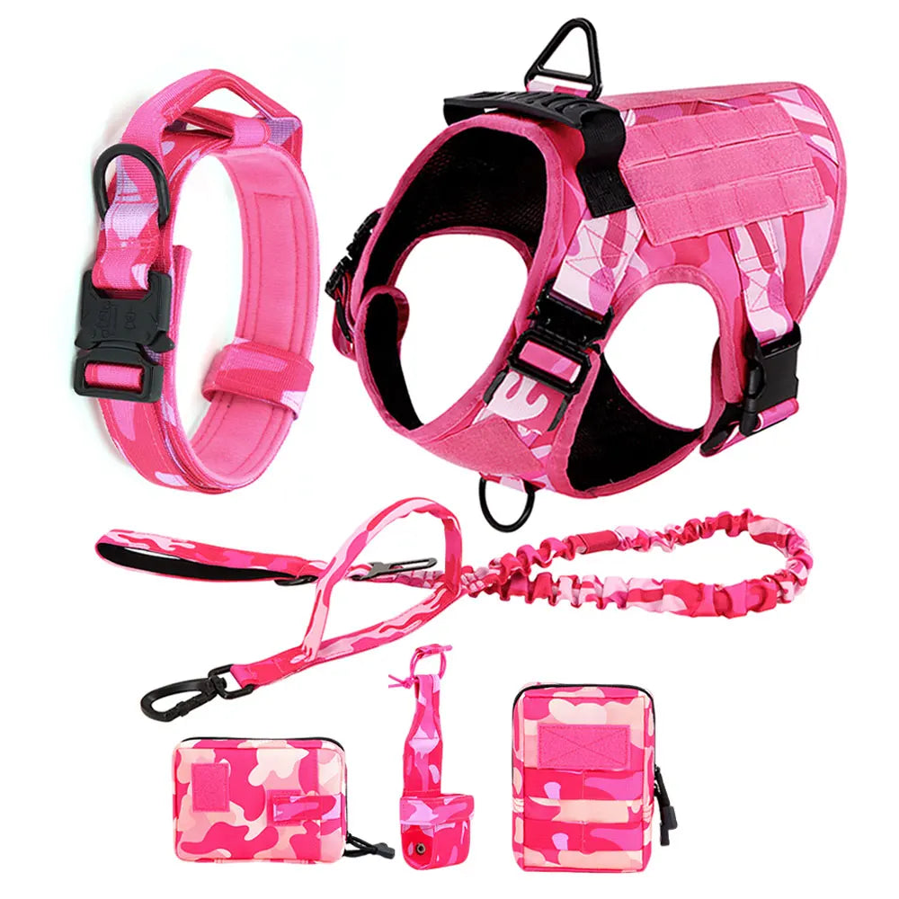 Petravel Dog Harness Tactical Training Vest Nylon Adjustable Camouflage Pattern