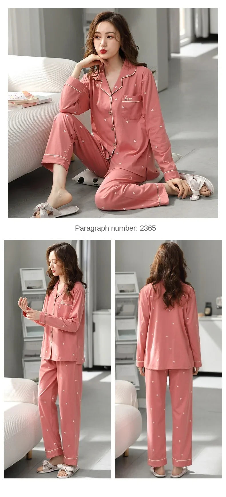 Guangdong Women Cotton Pajamas Set Button Down Nightwear