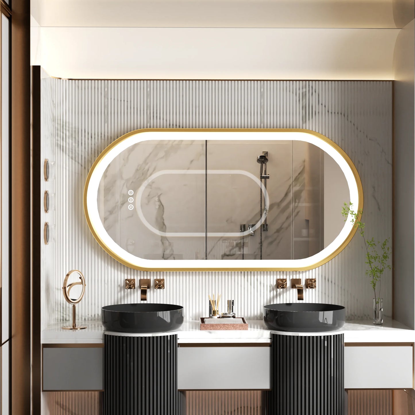 Wisfor Dimmable Led Oval Vanity Mirror Wall Mount Anti Fog