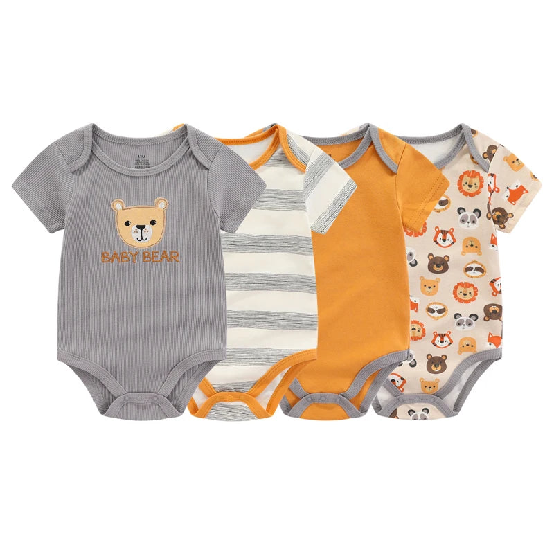 Summer Cartoon Baby Bodysuits 100 Percent Cotton Unisex