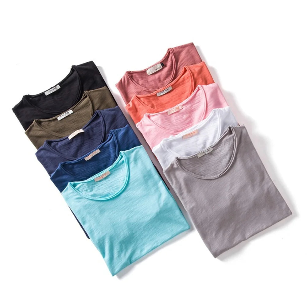 Mens Cotton T Shirt O Neck Short Sleeve Solid Casual Top