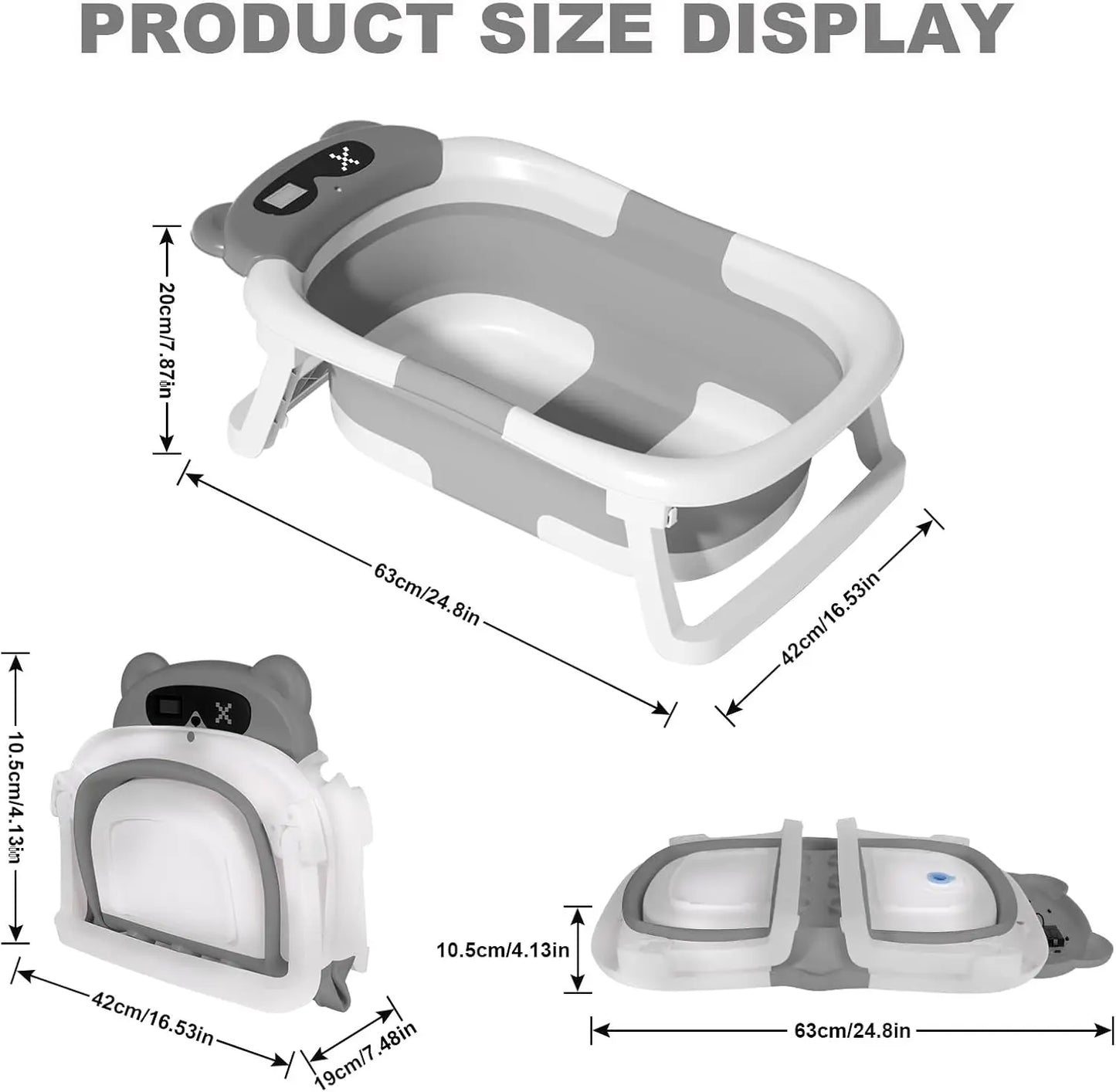 Foldable Baby Bathtub With Bath Cushion And Thermometer