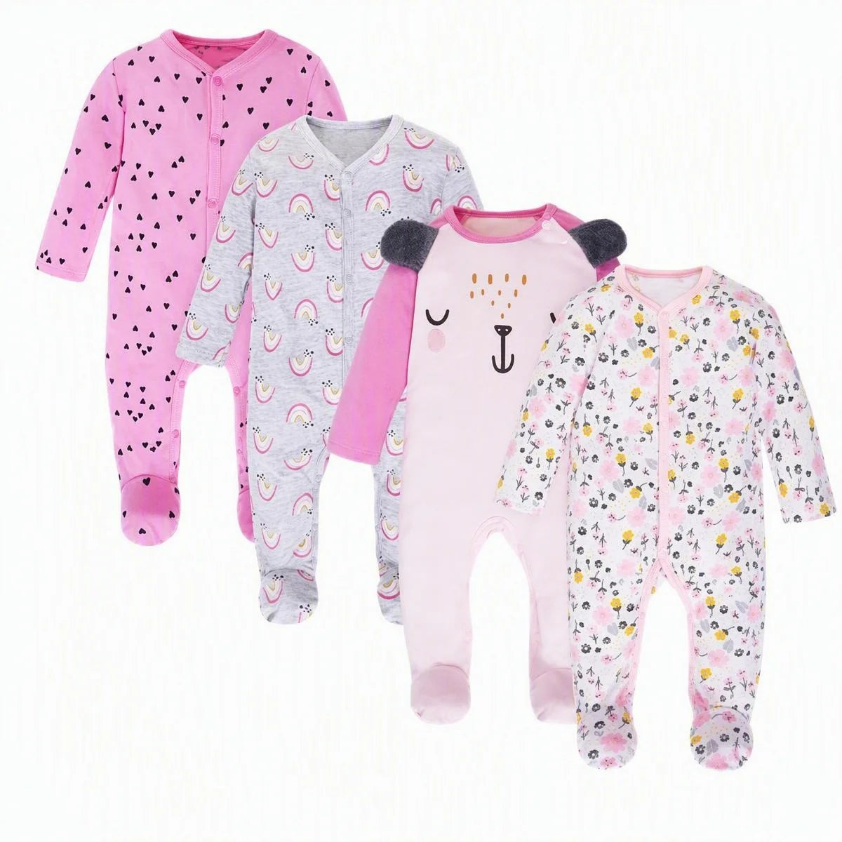 Jy Cozy Cotton Baby Short Sleeve Snap Closure Bodysuit Set