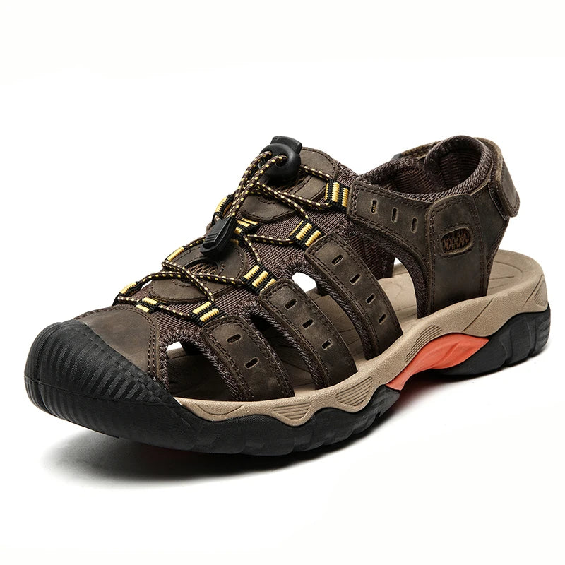 MIXIDELAI Men Sandals Genuine Leather Outdoor Rome Design