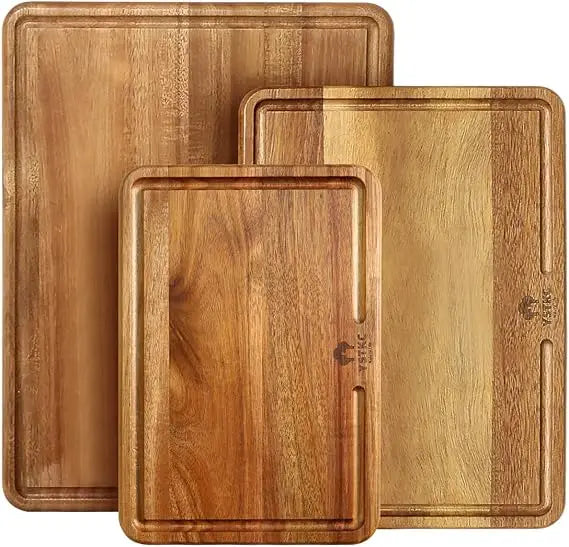 YSTKC Acacia Wood Cutting Board Set Of 3 For Kitchen