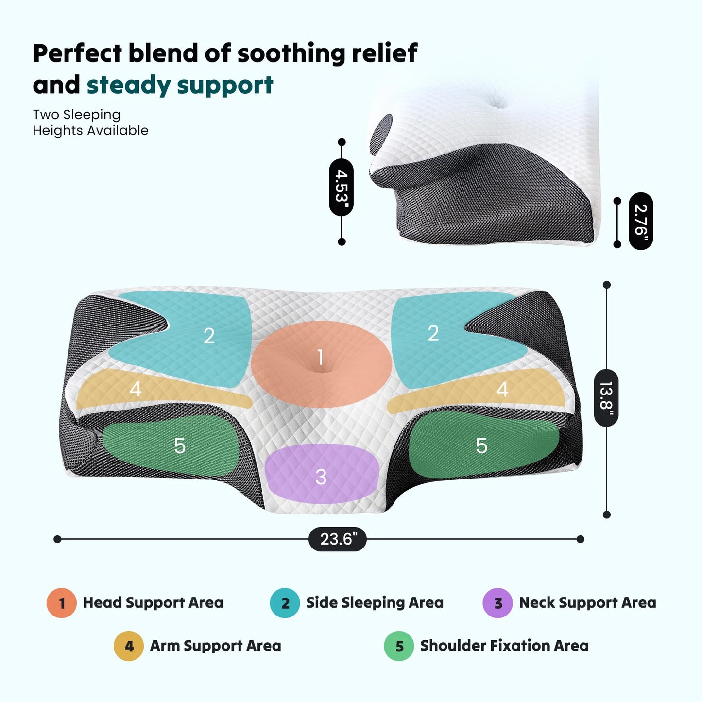 JHK Ergonomic Cervical Memory Foam Neck Pillow With Cooling Cover