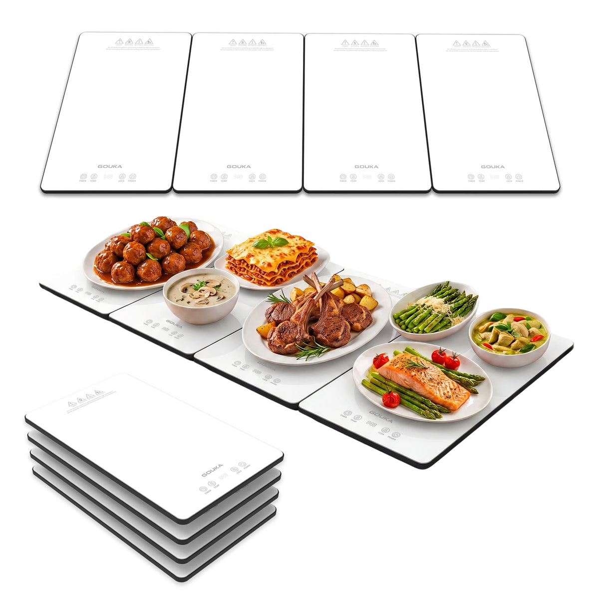 GOUKA Modular Electric Food Warming Tray With Adjustable Temperature Control