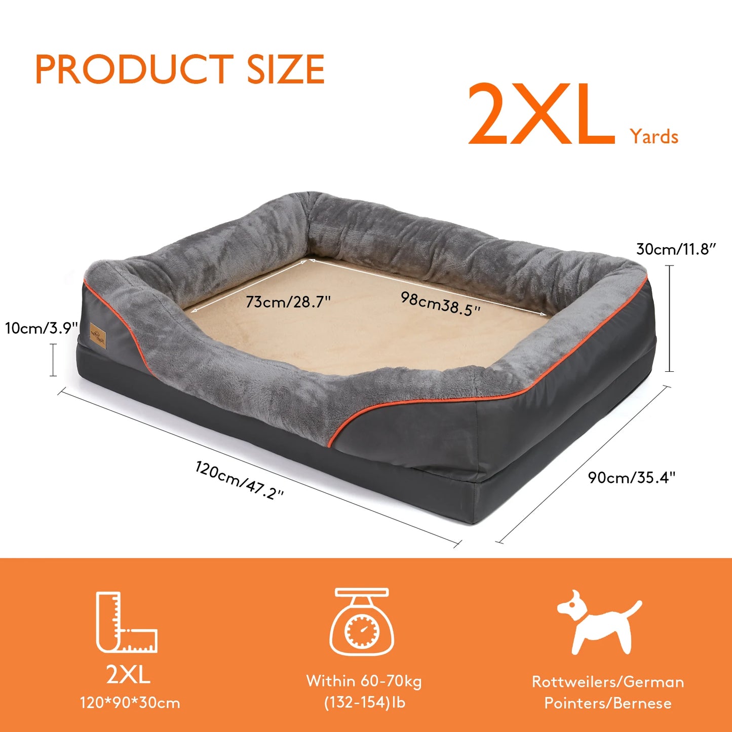 Bingopaw Orthopedic Dog Bed Memory Foam Bolstered Pet Sofa