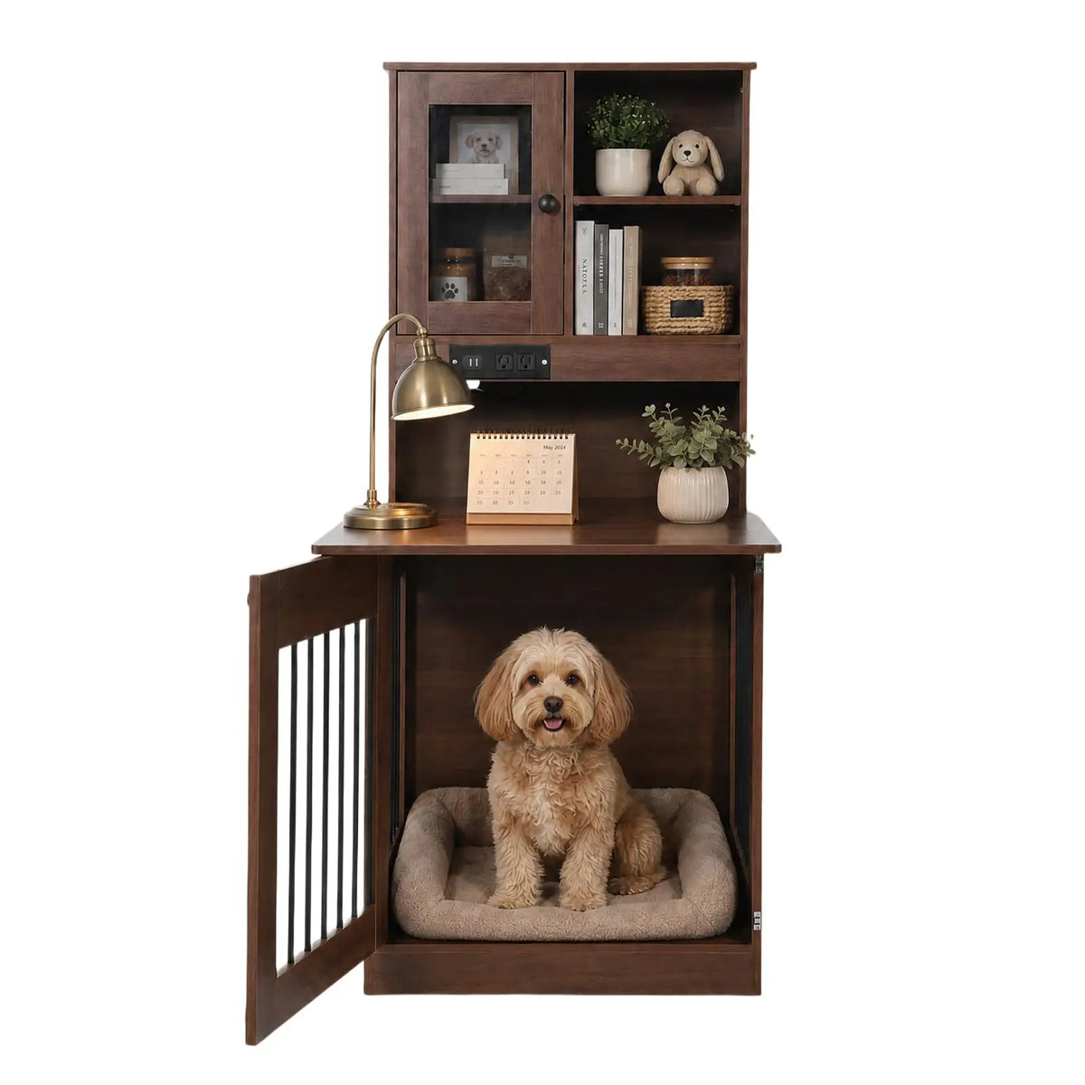 Nightstand with Spacious Kennel for Dogs