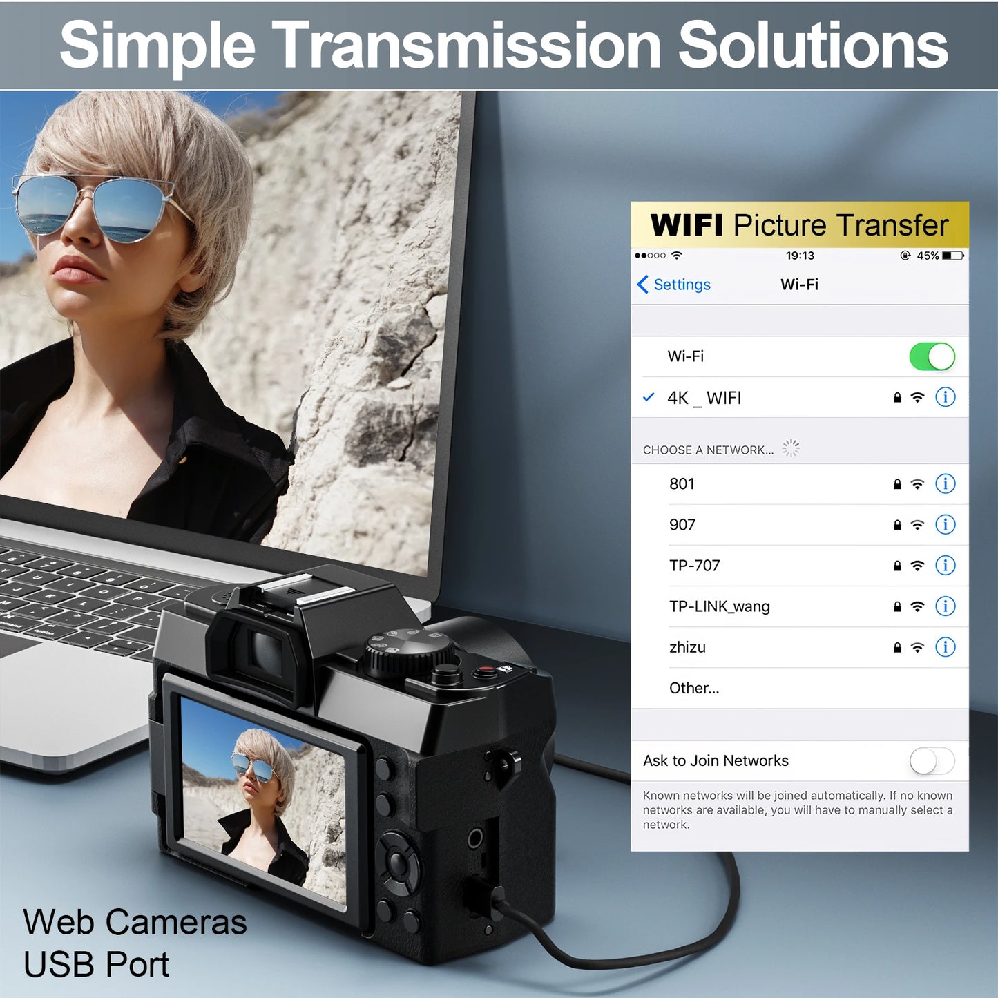 NBD 48MP Digital Camera With WiFi App Control 4K Autofocus