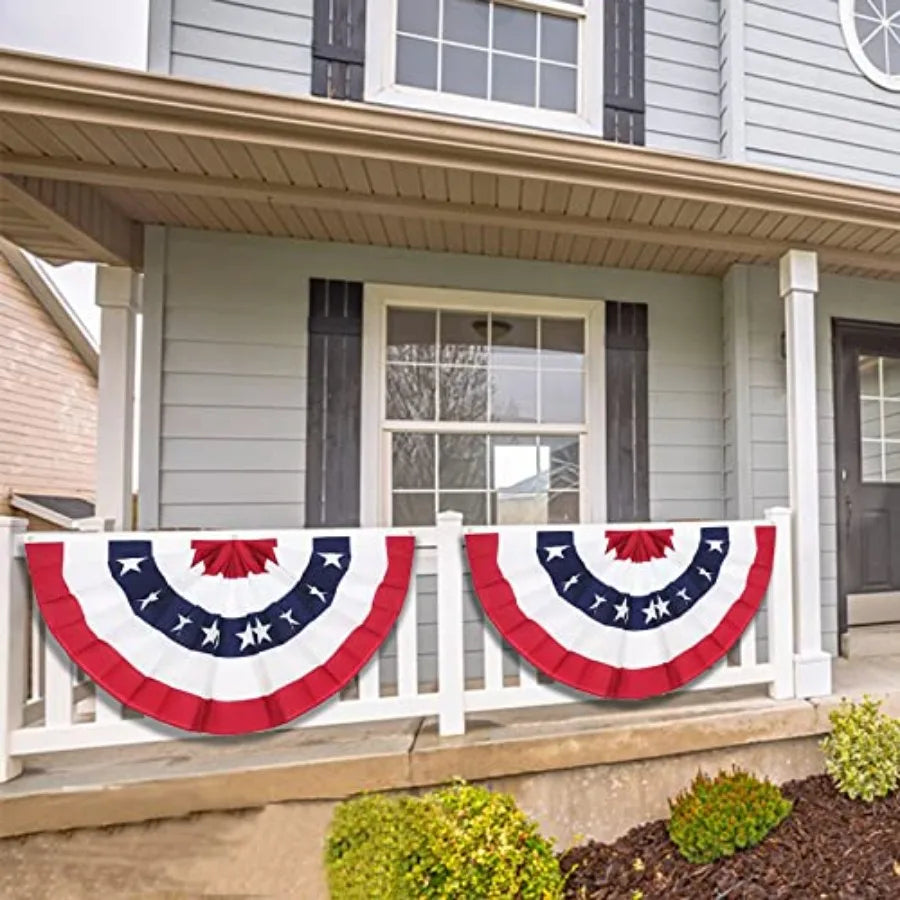 American Pleated Fan Flag Bunting Patriotic Banner Indoor Outdoor