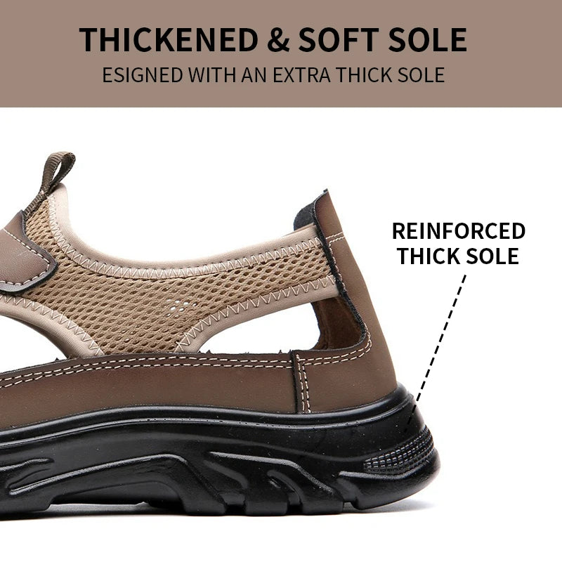 Mens Breathable Hooded Sandals With Hollow Mesh Holes Lightweight EVA